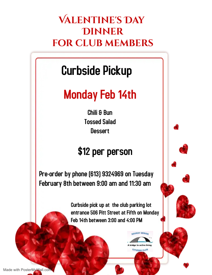 Valentines 2022 Takeout Information