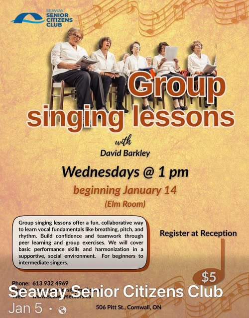Group singing lessons offer a fun, collaborative way to learn vocal fundamentals like breathing, pitch, and rhythm. Build confidence and teamwork through peer learning and group exercises. We will cover basic performance skills and harmonization in a supportive, social environment. For beginners to intermediate singers.